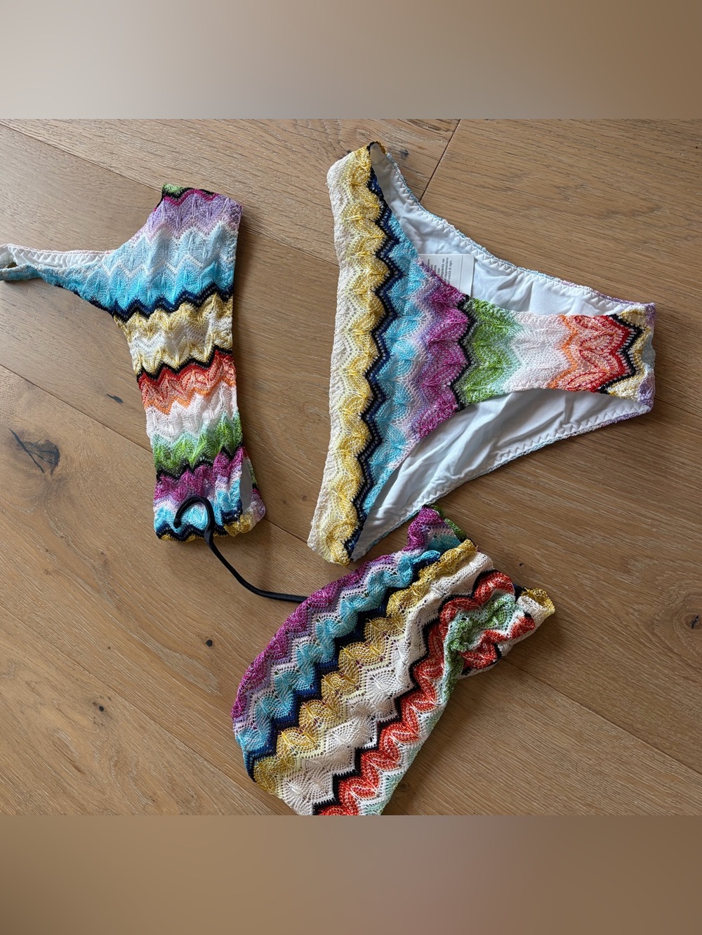 Missoni Mare Swim - One Shoulder Two Piece Zig Zag Multicolor Size EU 38 - Picture 5 of 7